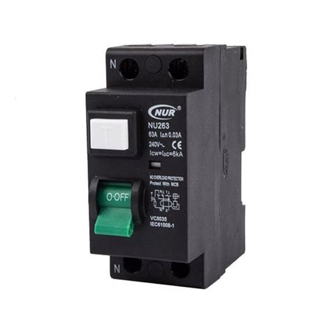 Nur Double Pole Earth Leakage 6ka 63amp For Mini Din Rail