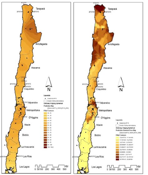 Mapa Predicción Superficie Generada Con El Kriging Ordinario Y Mapa Download Scientific