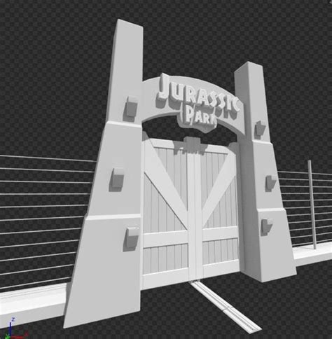 Jurassic Park Main Gate 1994 3d Print File Stl Etsy