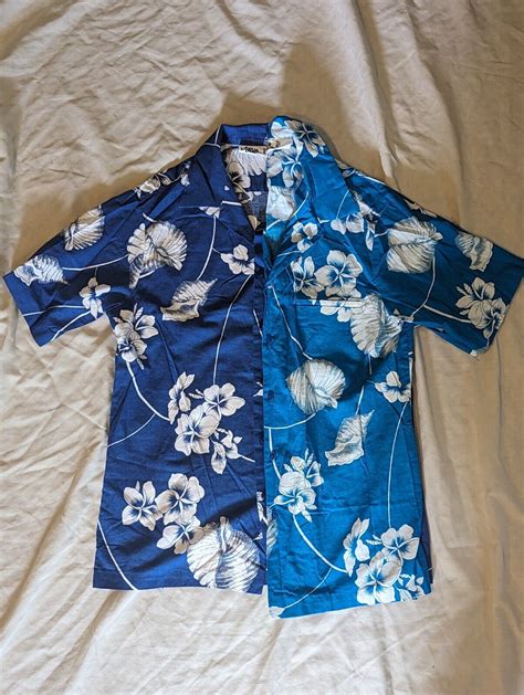 X2 Hilo Hatties Lot Hawaiian Shirt Mens L Blue White Floral Cotton Made