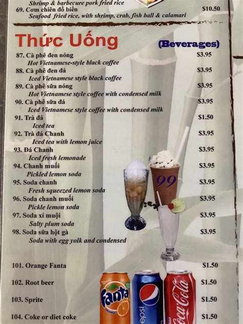 Menu At Phở 99 Vietnamese Restaurant Riverside