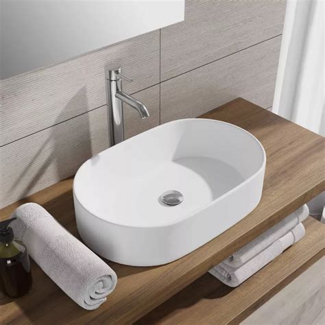 Lavabo A Bacinella X Cm Bianco D Appoggio In Ceramica Opaca Cloe