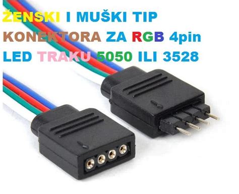 Pin Rgb Konektor Za Led Traku Zenski Ili Muski Tip