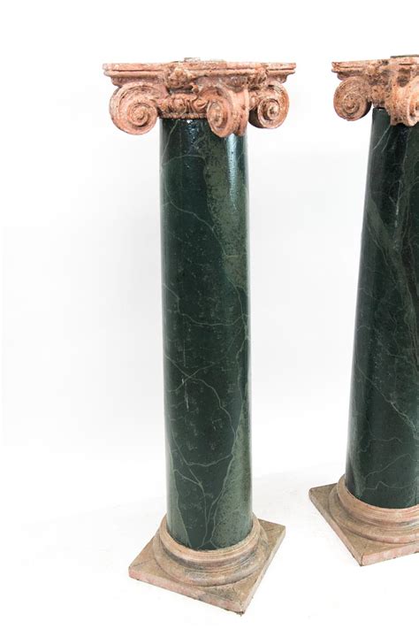 Pair Of Wooden Faux Painted Marbleized Pedestals For Sale At 1stdibs