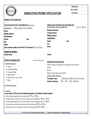 Fillable Online Demolition Permit Application Exp Date Demolition