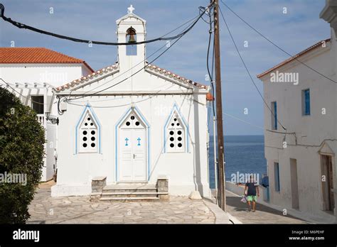 Chora Village Orthodox Curch Andros Island Cyclades Islands Aegean