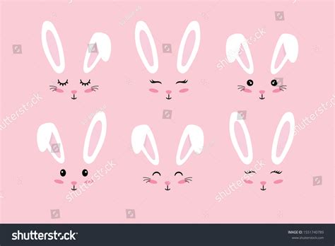 Bunny Ears Easter Bunny Face Mask Stock Vector Royalty Free 1551740789 Shutterstock