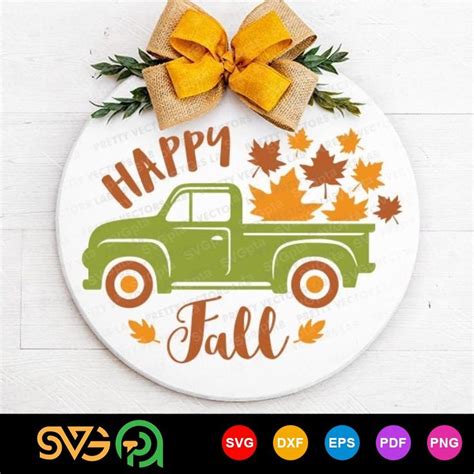 Happy Fall Svg Fall Truck Svg Dxf