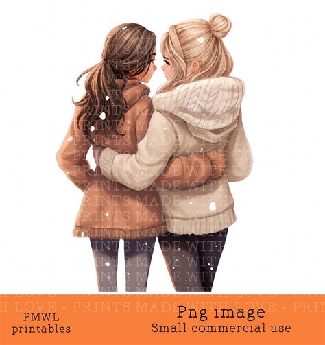 Best Friend Clipart Brunette And A Blonde Sublimation Card Making Bow
