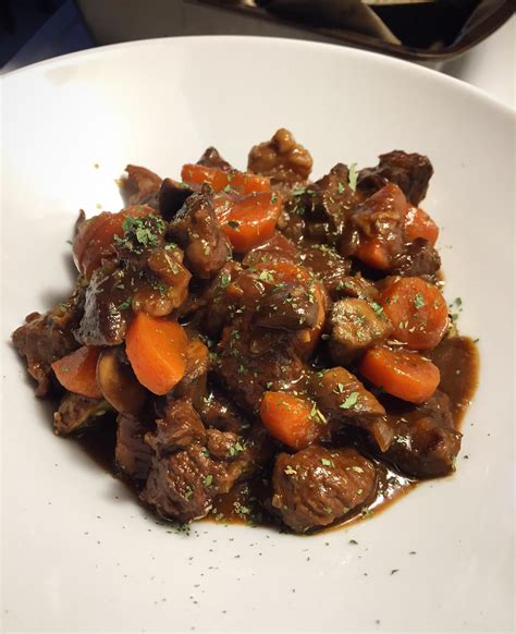 Homemade Beef And Mushroom Stew On Roasted Potatoes Rfood