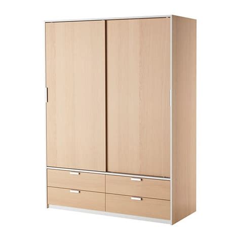 Trysil Wardrobe W Sliding Doors4 Drawers White Stained Oak Effect