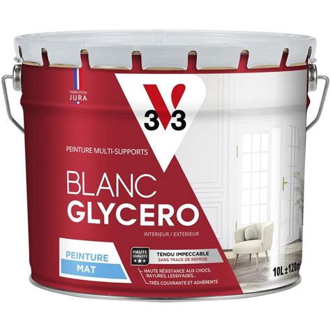 Peinture intérieur extérieur Glycéro monocouche V33 Blanc Mat 10L 109233