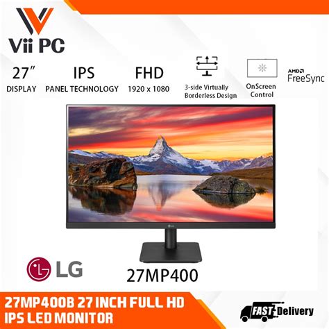 LG 27MP400-B/27MP400B 27 Inch Full HD IPS LED Monitor with FreeSync ...