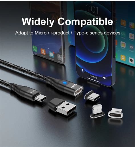 Uslion Câble Magnétique Usb C Vers Usb C 60wfil De Charge Super Rapide