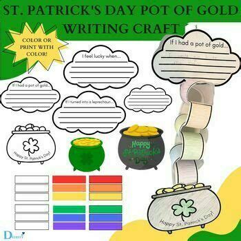 St Patrick S Day Rainbow Pot Of Gold Writing Craft By Deerely TPT