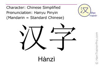 Traducción española de 汉字 Hanzi Hànzì Carácter chino en chino