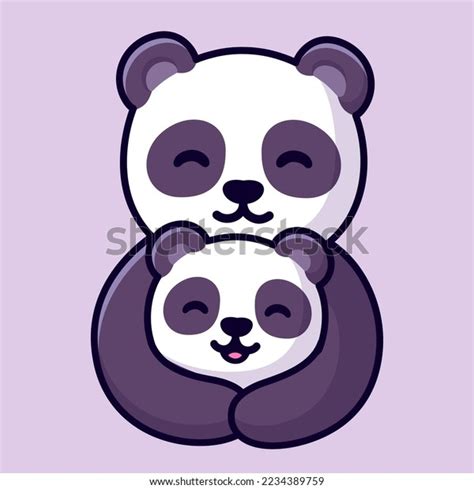 Cute Cartoon Panda Mom Hugging Baby Stock Vector (Royalty Free ...