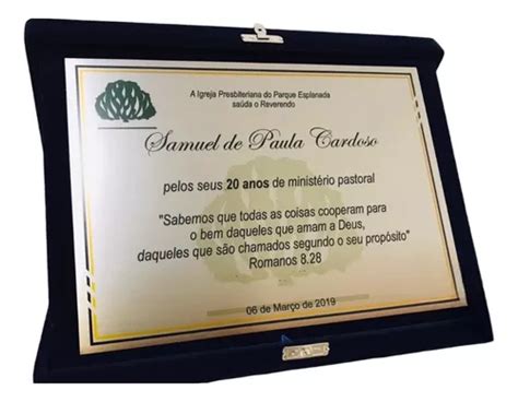 Placa Homenagem Pastor Parcelamento Sem Juros