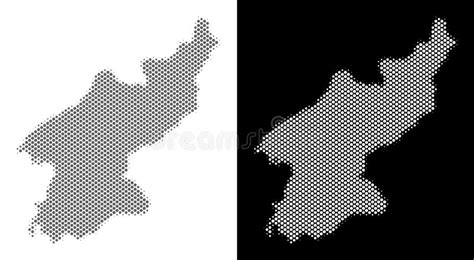 Mapa De Dot Halftone North And South Coreia Ilustra O Do Vetor