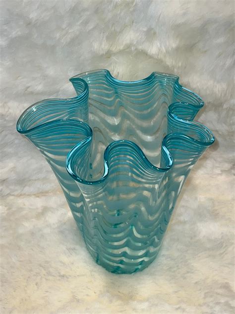 Vintage Makora Krosno Glass Vase Hand Blown In Poland Etsy