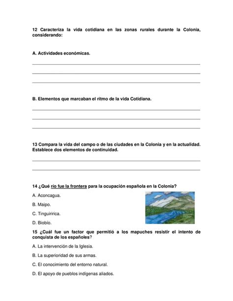 Evaluación de Historia 5año Unidad Sociedad y cultura colonial