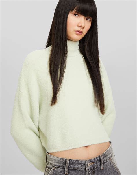 Cropped High Neck Sweater Bsk Teen Bershka