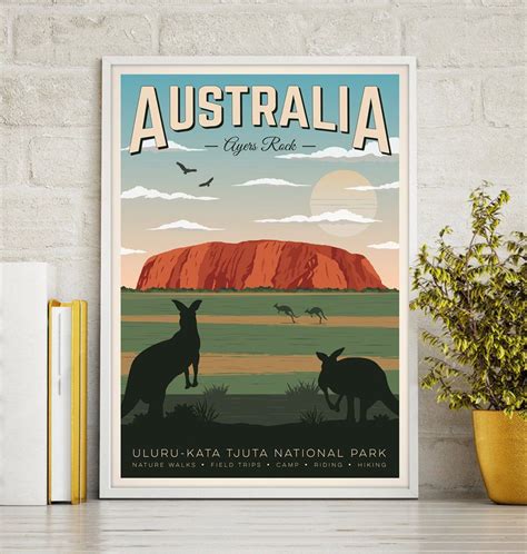 Australia Vintage Travel Poster Australia Ayers Rock Etsy Posters