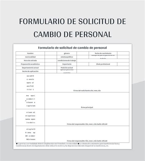 Plantilla De Formato Excel Formulario De Solicitud De Cambio De