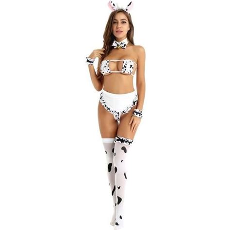 Costume Vache Sexy Femme Déguisement Animal Mignon Tenue Coquine Cosplay Lingerie Erotique 1