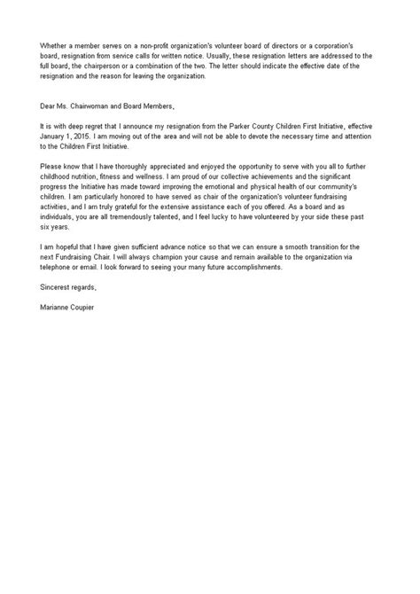 Board Member Resignation Letter Sample Templates At Resignation