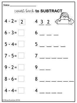 Counting Back Subtraction Worksheets By Kingdom Of Elementary Tpt