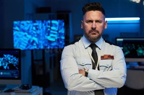 Serious Mature Male Officer In Uniform Stock Image Image Of Command