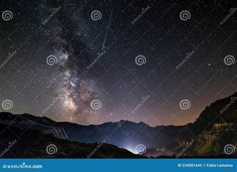 The Milky Way Galaxy And Stars Over The Italian French Alps Night Sky