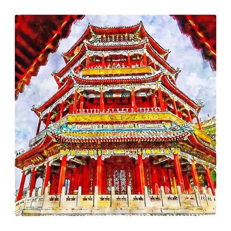 Beijing China Watercolor Sketch Hand Drawn Illustration 11955231 Vector