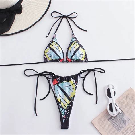 Bikini Egzotyczny Dwuczęściowy Strój Kąpielowy z Wiązaniami M Inna marka Moda Sklep