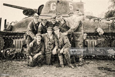 Wwii M4 Sherman Tank Crew On D Day High Res Stock Photo Getty Images