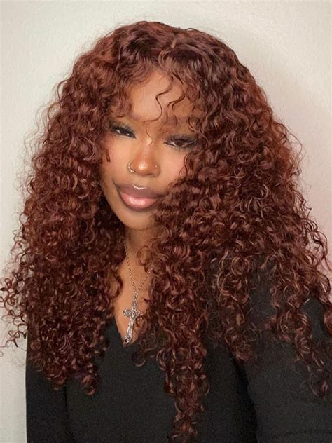 Elva Hair Deep Curly 13x6 Lace Front Human Hair Wigs Reddish Brown