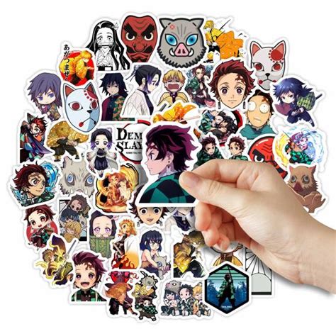 Kit 50 Sticker Adesivo Impermeável Demon Slayer Kimetsu No Yaiba Layke Decoração Criativa