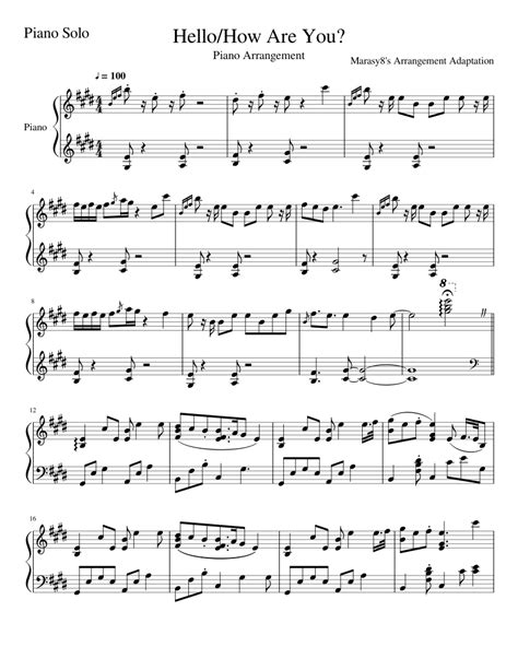 Hello/How Are You? Sheet music for Keyboard Piano (Solo) | Musescore.com