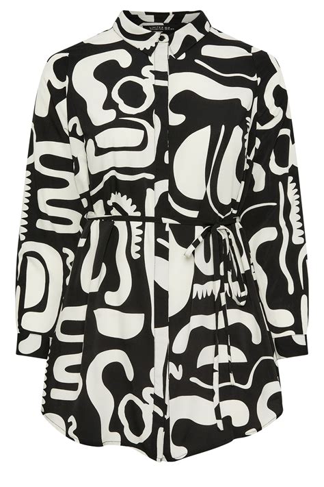 Yours Plus Size Black Abstract Print Longline Shirt Yours Clothing