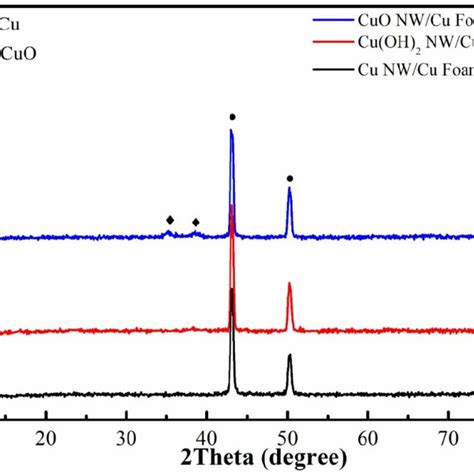 Fig S1 XRD Patterns Of As Synthesized Cu OH 2 NW Cu Foam CuO NW Cu