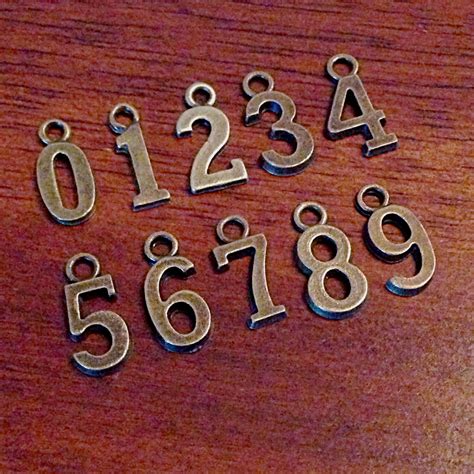 Bulk 20 Number Charms Antique Bronze Charms 0 9 Number Etsy