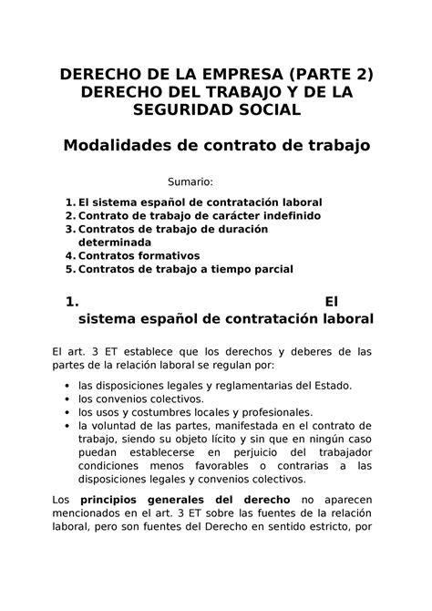 Derecho De La Empresa Leccion 2 Modalidades De Contratación Derecho De La Empresa Parte 2