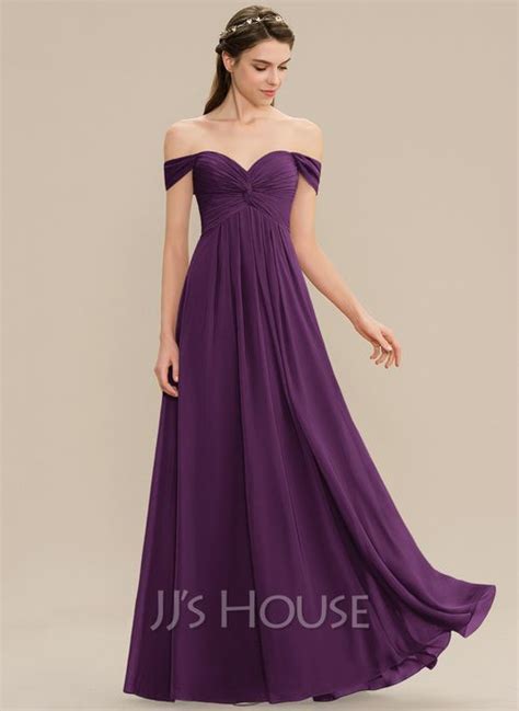 A Line Princess Off The Shoulder Floor Length Chiffon