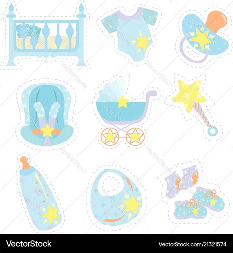 Baby boy items icons Royalty Free Vector Image