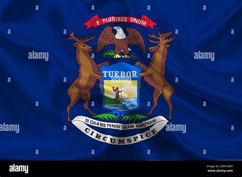 High Detailed Flag Of Michigan Michigan State Flag National Michigan