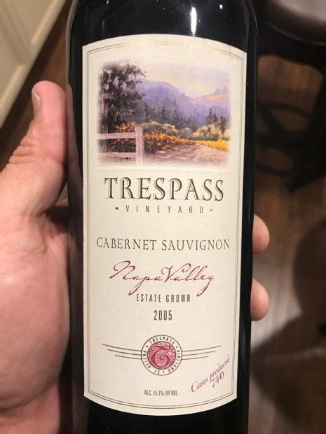 2005 Trespass Vineyard Cabernet Sauvignon Usa California Napa Valley Cellartracker