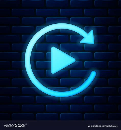 Glowing Neon Video Play Button Like Simple Replay Vector Image