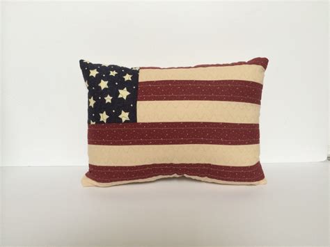 American Flag Pillow Quilted Pillow Fourth Of July Pillow Etsy