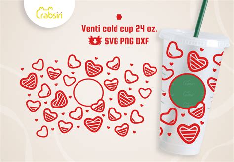 Heart Venti Cold Cup 24oz Svg Crabsiri